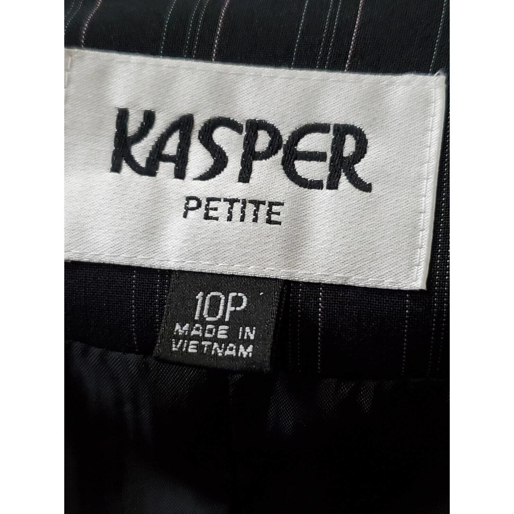 Kasper Women Black Polyester Single Breasted Blazer & Pant 2 Pc's Suit Size 10P - Picture 11 of 16